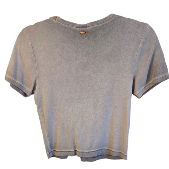 Victoria's Secret PINK Women's M Gray Cropped Distressed T-Shirt Crop Top - Picture 2 of 6